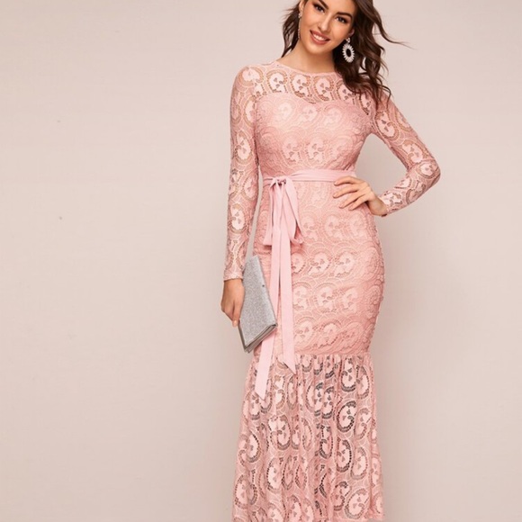SHEIN | Dresses | Vestido Elegante Estilo Sirena Color Rosa Palo | Poshmark